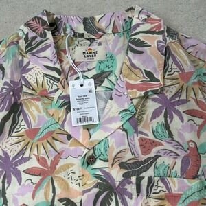 Marine Layer Linen Resort Shirt Men's Medium Button Up Short Sleeve Hawaiian